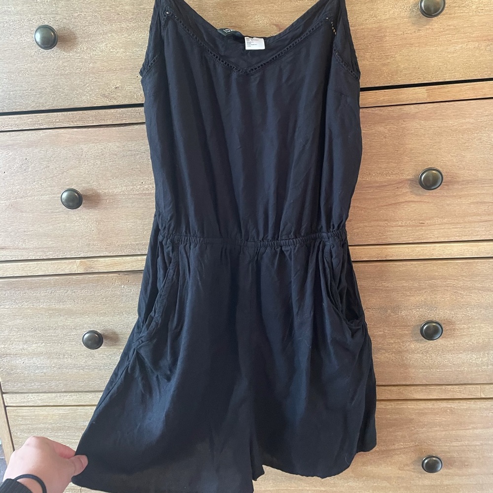 H&M Black Romper with Crochet Detail